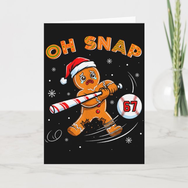 Rolig Gingerbread Man Oh Snap 67 Baseball Meme Rol Kort (Framsida)