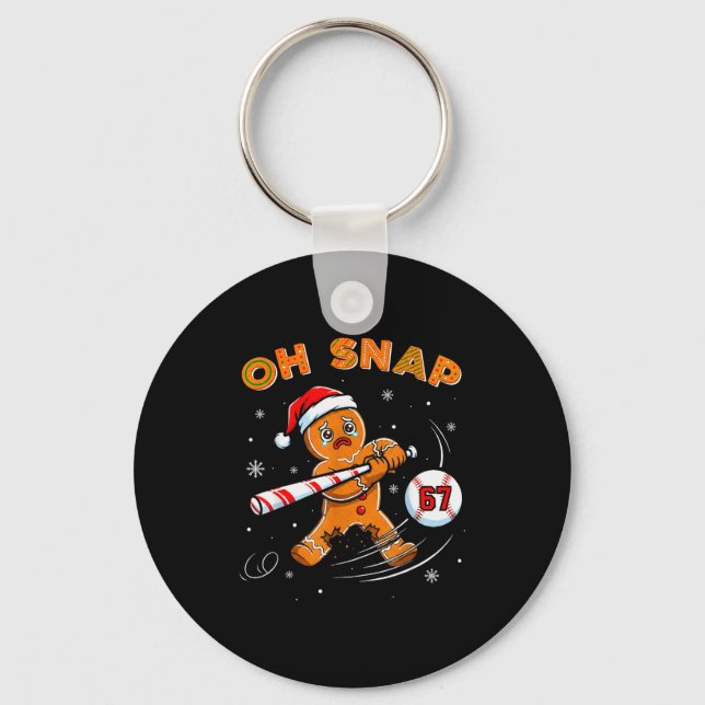 Rolig Gingerbread Man Oh Snap 67 Baseball Meme Rol Nyckelring (Framsida)