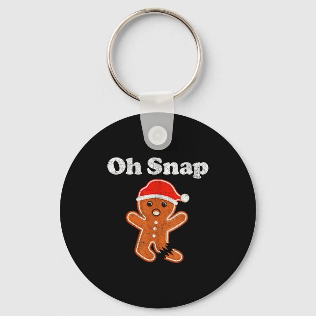 Rolig Gingerbread Man Oh Snap Julbakelse Cos Nyckelring (Framsida)