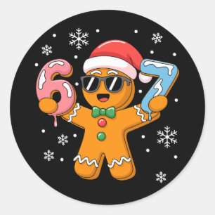 Rolig Gingerbread Sex Sju 67 Glass Drupe Jul Runt Klistermärke