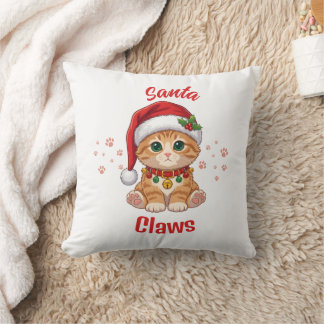 Rolig Gingerkatt Jul Santa Hatt Puns Kudde