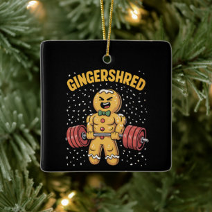 Rolig Gingershred Gingerbread Man Gym Träning Julgransprydnad Keramik
