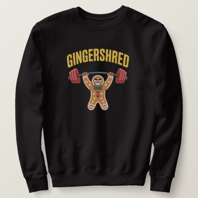 Rolig Gingershred Gym Jul Lång Ärmad Tröja (Design framsida)