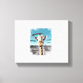 Rolig Giraff Afrika Savannah Selfie med Alien UF Canvastryck