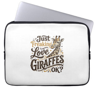 Rolig Giraff Älskare Vintage Typografi Tröja Desig Laptop Fodral