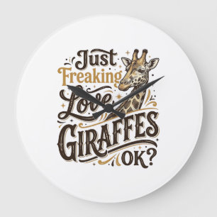 Rolig Giraff Älskare Vintage Typografi Tröja Desig Stor Klocka