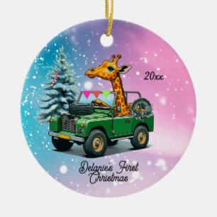 Rolig Giraff Babys Första Jul Julgransprydnad Keramik