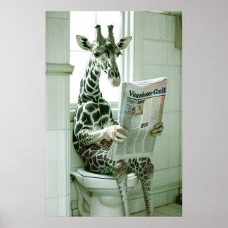 Rolig Giraff Badrum Väggkonst, Giraff på Toalett Poster