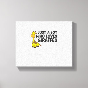 Rolig Giraff Bara en Pojke Som älskar Giraffer Canvastryck