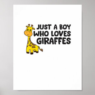 Rolig Giraff Bara en Pojke Som älskar Giraffer  Poster