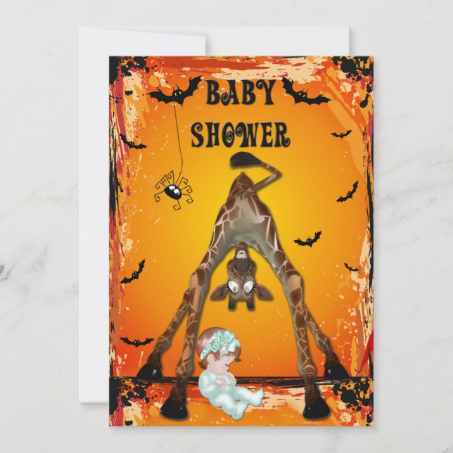 Rolig giraff för Halloween flickababy shower Inbjudningar (Framsida)
