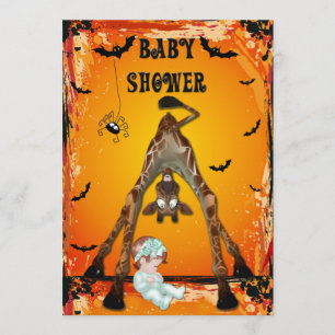 Rolig giraff för Halloween flickababy shower Inbjudningar