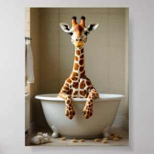 Rolig giraff i badet poster