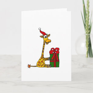 Rolig giraff i design för Santa hattjul Helgkort