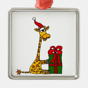 Rolig giraff i design för Santa hattjul Julgransprydnad Metall
