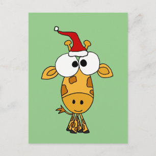 Rolig giraff i konst för Santa hattjul Helg Vykort
