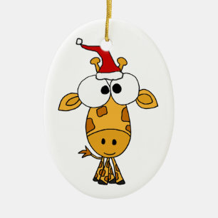 Rolig giraff i konst för Santa hattjul Julgransprydnad Keramik