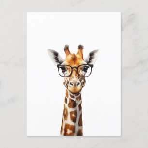 Rolig giraff med glasögon vykort
