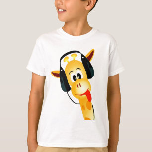 rolig giraff med hörlurar tee