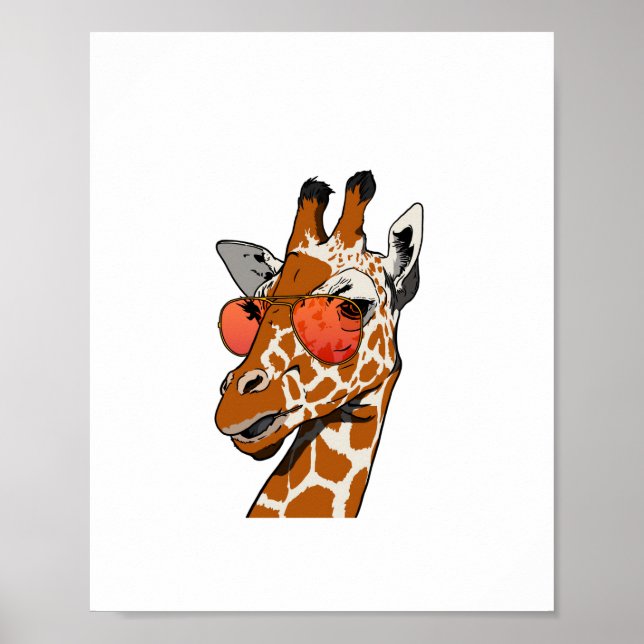 Rolig Giraff med Solglasögon Presentidé för Giraff Poster (Framsidan)