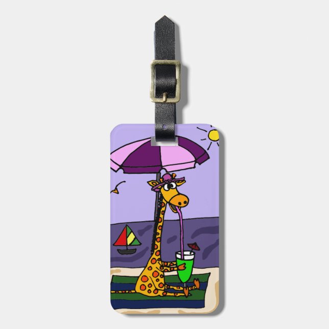 Rolig giraff på stranden bagagebricka (Vertikal Framsida)