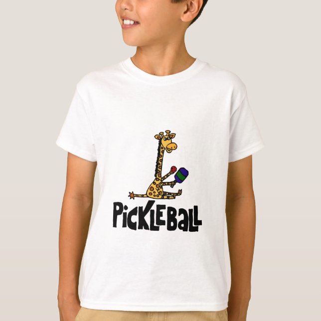 Rolig giraff som leker den Pickleball tecknaden Tee (Framsida)