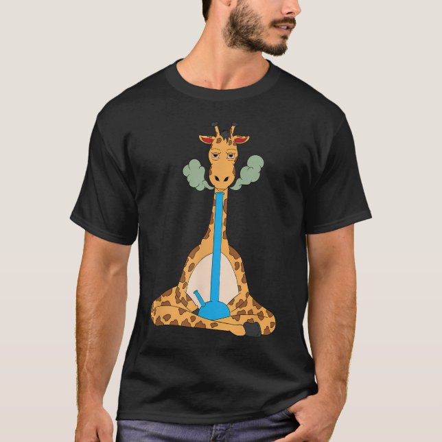 Rolig Giraff som röker Bong T Shirt (Framsida)