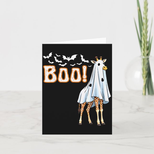 Rolig Giraff Spöke Boo Tröja Söt Djur Halloween Kort (Framsida)