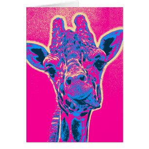 Rolig giraff stickerar ut sin tunga hälsningskort