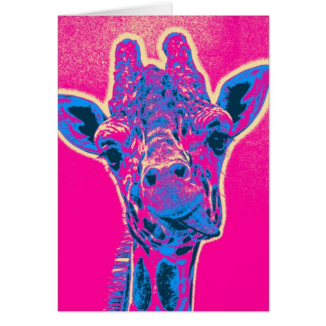 Rolig giraff stickerar ut sin tunga hälsningskort (Framsidan)
