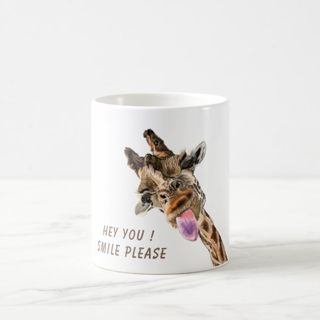 Rolig Giraff Tunga Ut Fängslande Text Kaffe Mugg (Center)