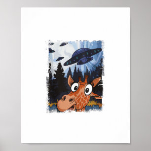 Rolig Giraff UFO Zoo Djur Konstig Meme Grafik Poster