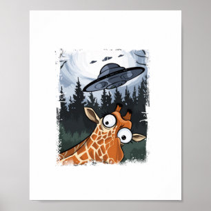 Rolig Giraff UFO Zoo Djur Konstig Meme Grafik _ Poster