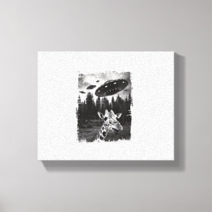 Rolig Giraff UFO Zoo Djur Konstig Meme Grafisk   Canvastryck