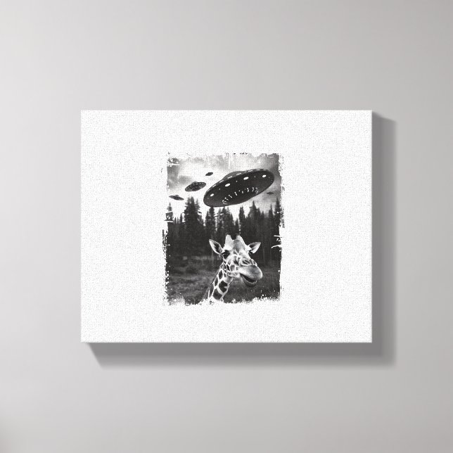 Rolig Giraff UFO Zoo Djur Konstig Meme Grafisk   Canvastryck (Framsida)