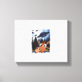 Rolig giraff UFO Zoo Djur Konstig Meme Grafisk  Canvastryck