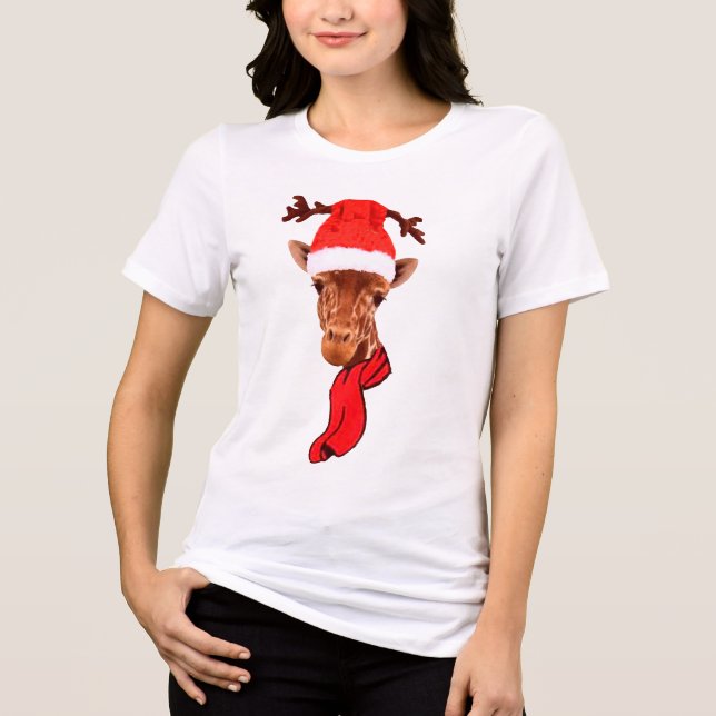 Rolig Giraffdagspresent T-shirt - Jul Tri-Blend (Framsida)