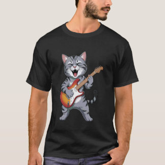 Rolig gitarr katt design för musiker och djur älsk t shirt