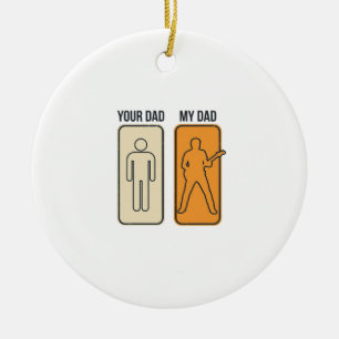 Rolig Gitarr Pappa Vintage Gravyr T-Shirt Design_1 Julgransprydnad Keramik