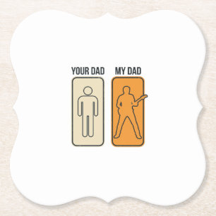 Rolig Gitarr Pappa Vintage Gravyr T-Shirt Design_1 Underlägg Papper