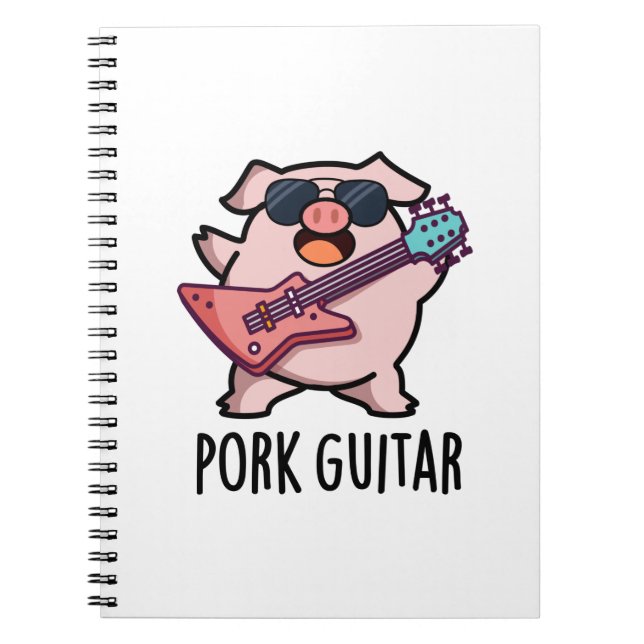 Rolig Gitarr Svinsk Rock Gitarr Gris Puns Anteckningsbok (Framsidan)