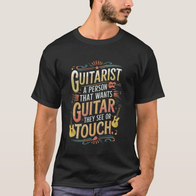 Rolig gitarrist definition citat t shirt (Framsida)