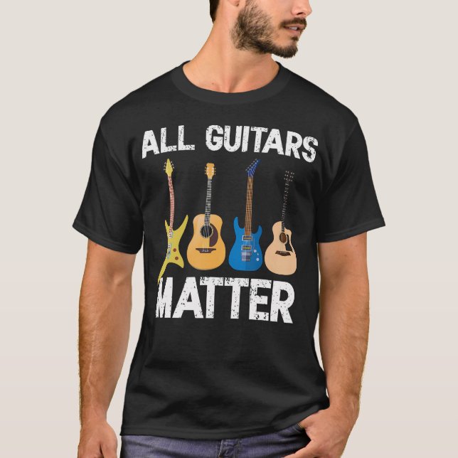 Rolig Gitarrist Gitarrspelare Alla Gitarrer Räknas T Shirt (Framsida)