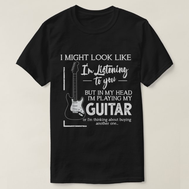 Rolig gitarrspelare lyssnar citat t shirt (Design framsida)