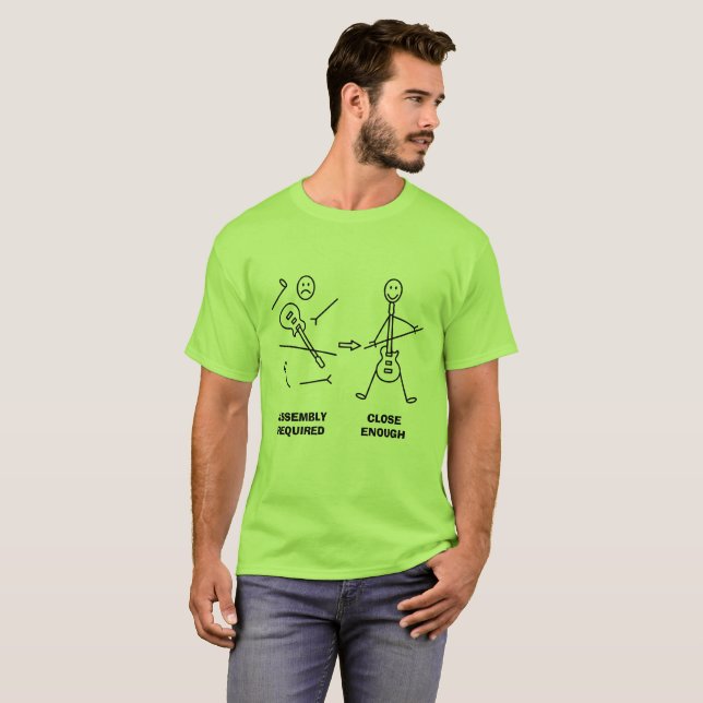 Rolig gitarrStickman enhet T-shirt (Hel framsida)