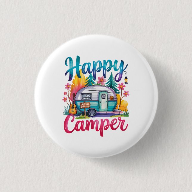 Rolig Glad Campare Camping Kläder Trailer Husbil B Knapp (Framsida)