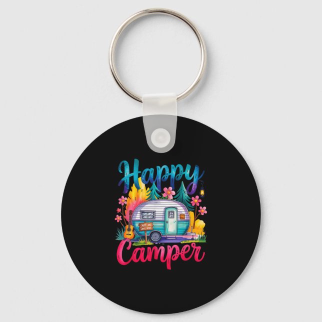 Rolig glad campare camping kläder trailer husbil b nyckelring (Framsida)