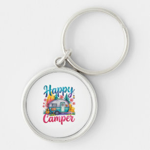 Rolig Glad Campare Camping Kläder Trailer Husbil B Rund Silverfärgad Nyckelring