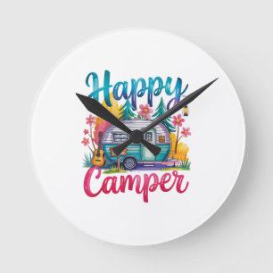 Rolig Glad Campare Camping Kläder Trailerhus Husbi Rund Klocka