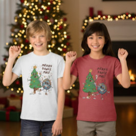 Rolig Glad Dans-mas Julgran Disco T Shirt